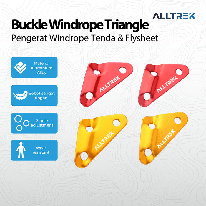 ALLTREK สายรัดเต็นท์หัวเข็มขัดสามเหลี่ยมเชือกลมหนู Flysheet