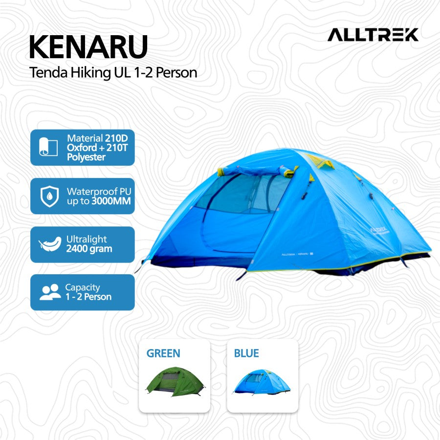 PREORDER - ALLTREK เต็นท์เดินป่าน้ำหนักเบาเป็นพิเศษ KENARU เต็นท์แคมปิ้งสำหรับ 1-2 คน 2 คน