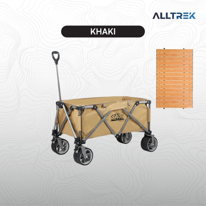 ALLTREK รถเข็นพับได้สำหรับตั้งแคมป์กลางแจ้งขนาด 90 ลิตร (สีกากี)