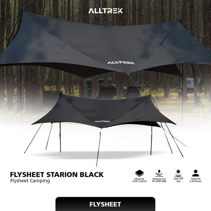 ALLTREK Canopy Flysheet Camping STARION BLACK Flysheet Anti UV Outdoor