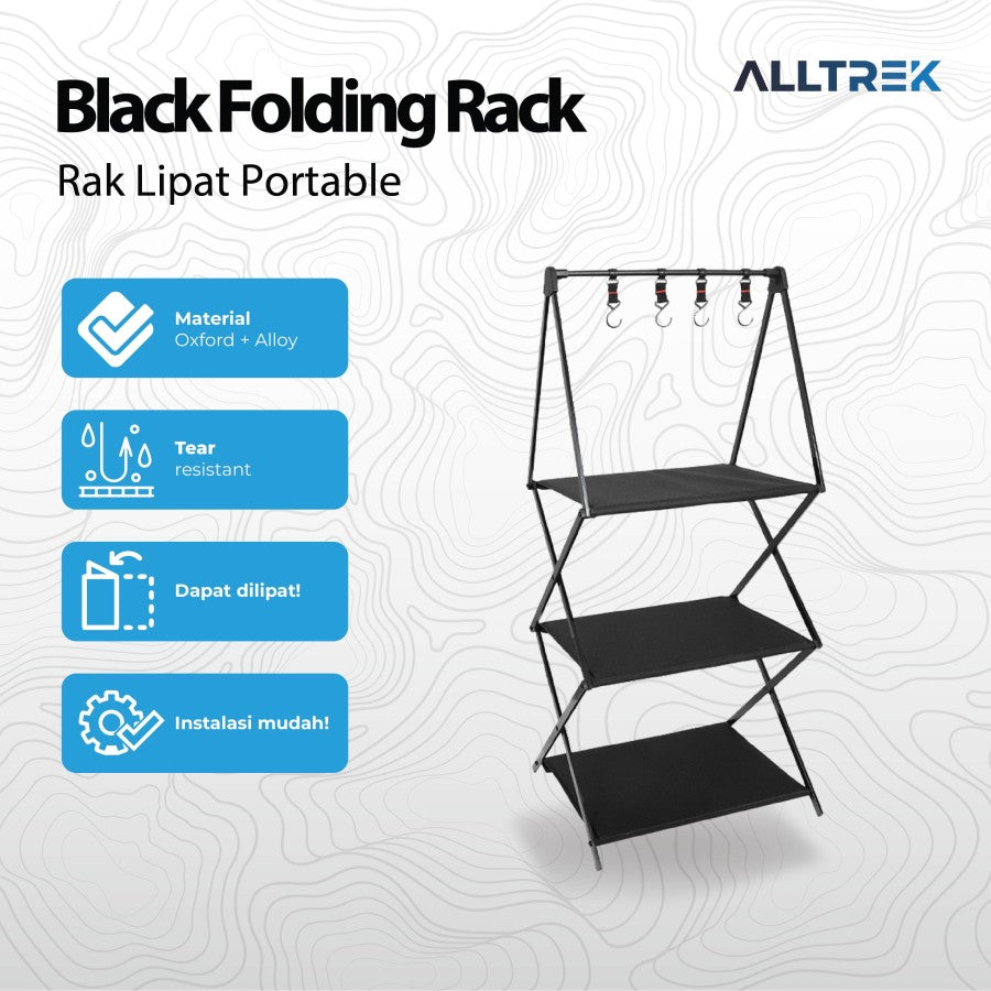 ALLTREK Folding Rack Black Camping Rak Kain Lipat Alltrek Indonesia ALLTREK Folding Rack Black Camping Rak Kain Lipat Alltrek Indonesia