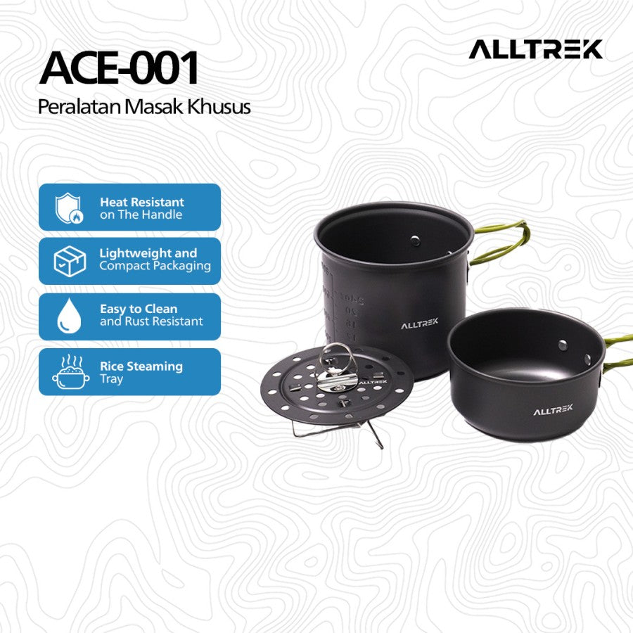 ALLTREK Alat Masak Outdoor ACE001 Nesting + Steamed Tray Cookware