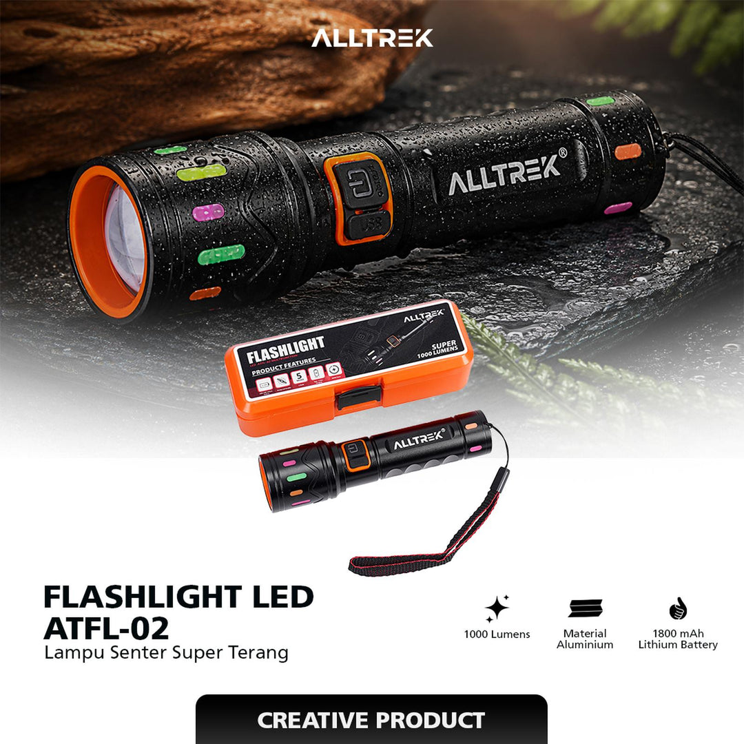 ALLTREK Senter Led Super Terang ATFL-02 Super Bright Long Range Multifungsi
