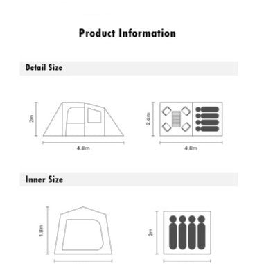 ALLTREK Tenda Camping ECLIPTA Tunnel 4P Double Layer Waterproof Tent