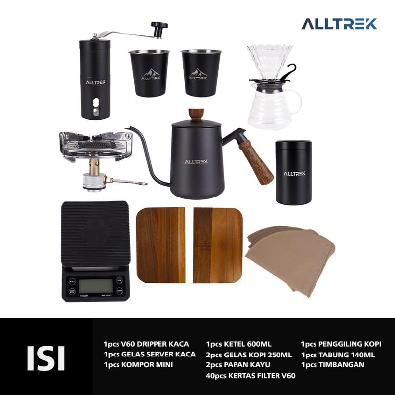 ALLTREK Coffee Maker 10 Set Outdoor Hand Brew Metal Box