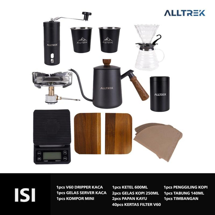 ALLTREK Coffee Maker 10 Set Outdoor Hand Brew Metal Box