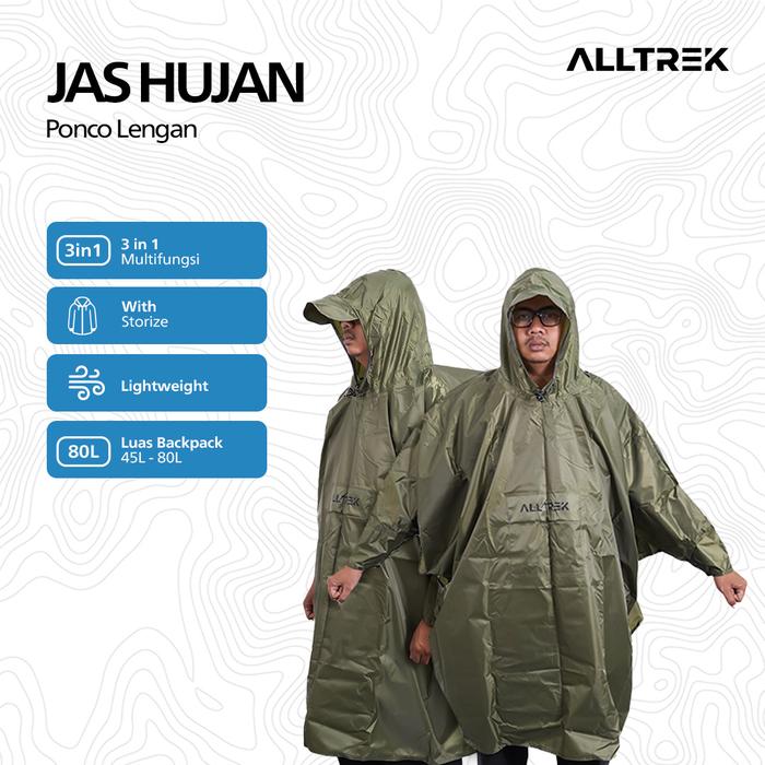 ALLTREK Jas Hujan Ponco Lengan Ultralight 3 in 1