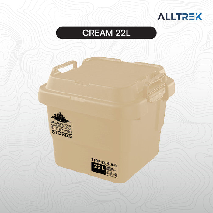 ALLTREK กล่องเก็บของอเนกประสงค์ STORIZE กล่องเก็บของกลางแจ้ง - สีครีม 22L