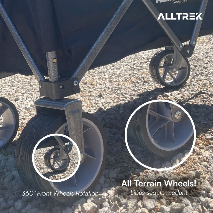 ALLTREK รถเข็นพับได้สำหรับตั้งแคมป์กลางแจ้งขนาด 90 ลิตร (สีกากี)