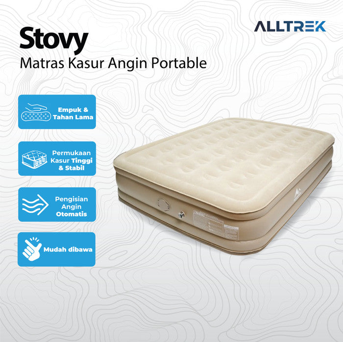 ALLTREK STOVY ที่นอนเป่าลมอัตโนมัติสำหรับกลางแจ้งแบบพกพา - สีดำ, ดับเบิ้ล