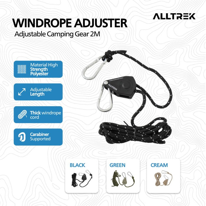 ALLTREK Tali Guyline Katrol With Carabiner Windrope reflective