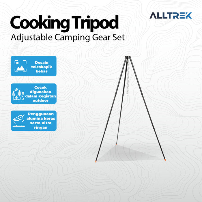 ALLTREK Cooking Tripod Bold Adjustable Hanging Pot Camping Bornfire