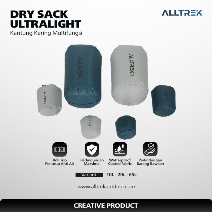 ALLTREK Dry Sack Nylon 20D Ultralight  Multinugsi 10L 20L 65L Kantung Kering Serbaguna