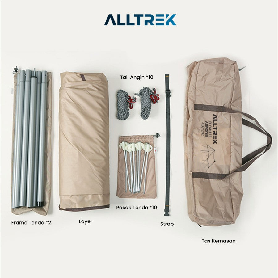 ALLTREK Flysheet 3x4meter Segi Enam Camping Outdoor