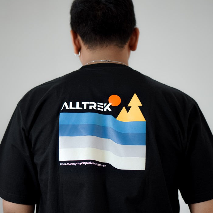 ALLTREK T-Shirt Outdoor Wavy Blue Combed 30s Kaos Regular Fit - สีดำ, M
