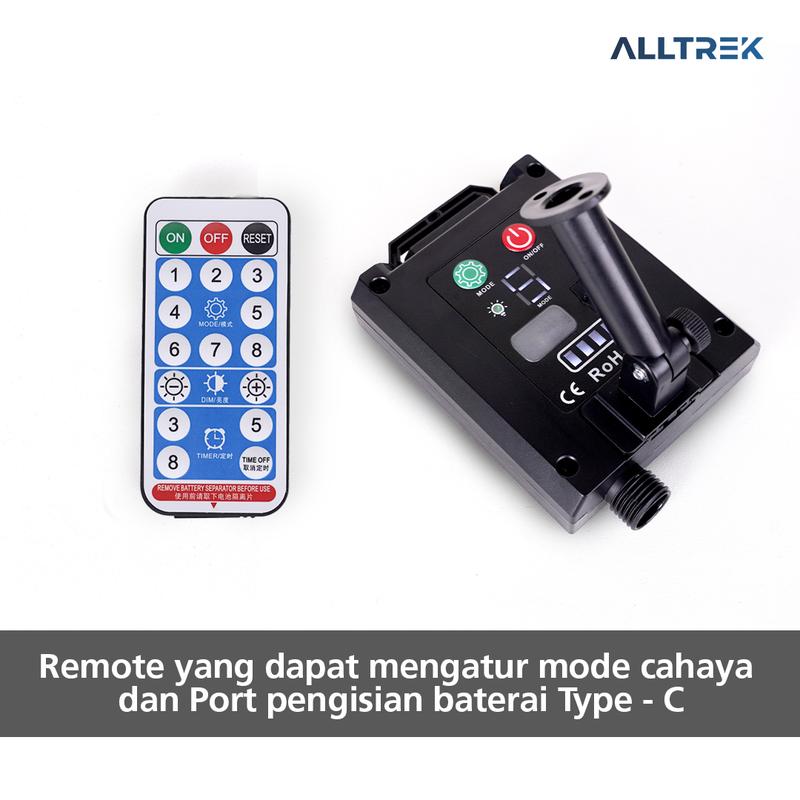 ALLTREK Lampu Atmosphere Dekorasi 50 Meter – Solar + Rechargeable | 8 Mode & Remote