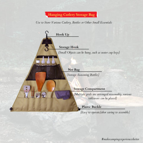 ALLTREK Hanging Bag Rack Triangular Cookware Set Storage