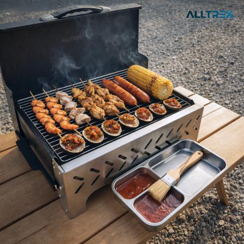 ALLTREK Folding Grill Table BBQ Camping Outdoor Stainless Steel