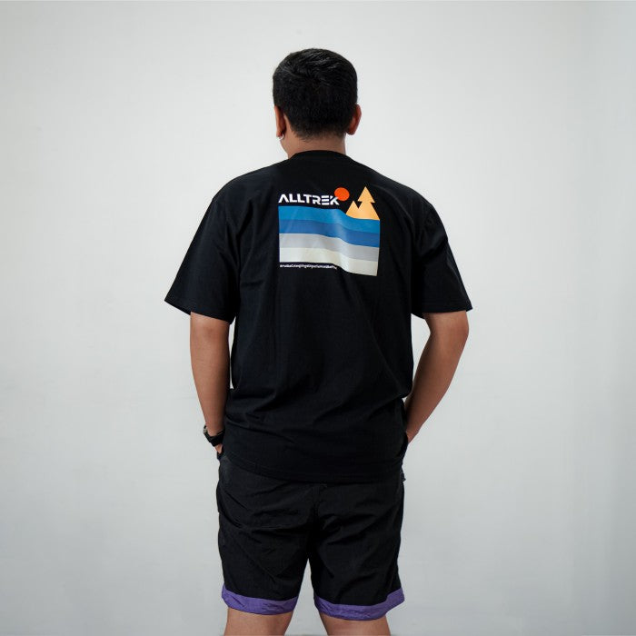 ALLTREK T-Shirt Outdoor Wavy Blue Combed 30s Kaos Regular Fit - สีดำ, M