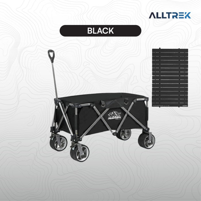 ALLTREK รถเข็นพับได้สำหรับตั้งแคมป์กลางแจ้งขนาด 90 ลิตร (สีกากี)
