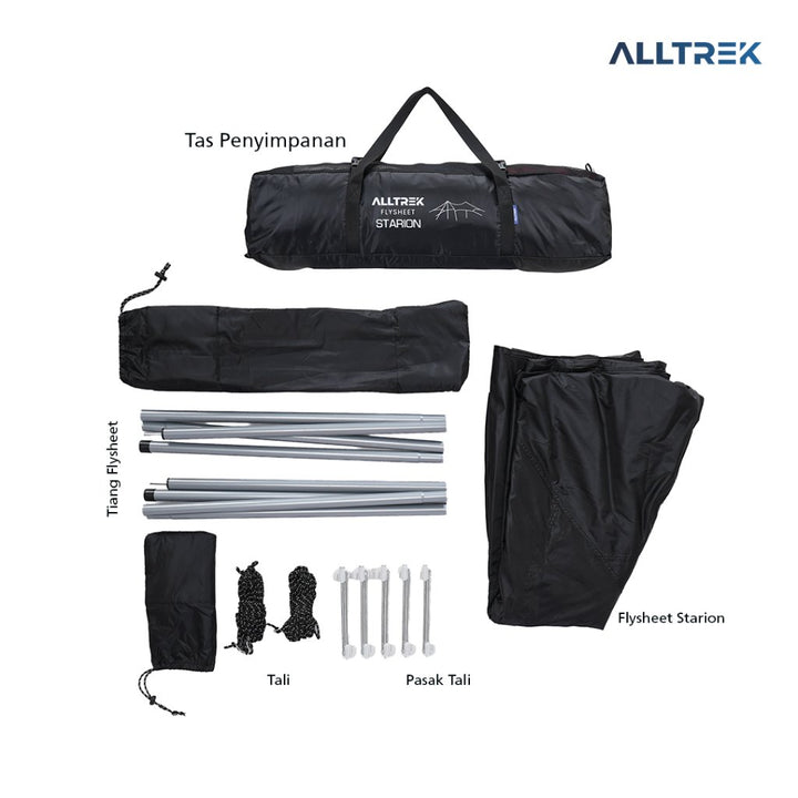 ALLTREK Canopy Flysheet Camping STARION BLACK Flysheet Anti UV Outdoor