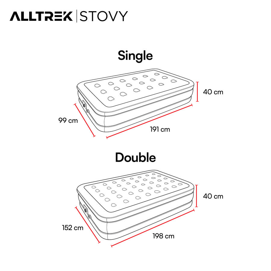 ALLTREK STOVY ที่นอนเป่าลมอัตโนมัติสำหรับกลางแจ้งแบบพกพา - สีดำ, ดับเบิ้ล