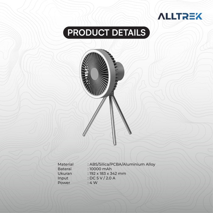 ALLTREK F30 พัดลมตั้งแคมป์แบบชาร์จไฟได้พร้อมหลอดไฟ LED แบบพกพา