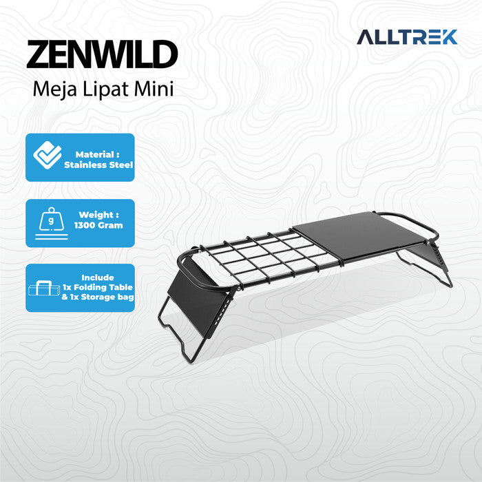 ALLTREK โต๊ะพับขนาดเล็ก ZENWILD โต๊ะตั้งแคมป์ชาตารางพับเก็บได้