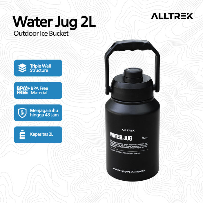 ALLTREK Water Jug 2L Ice Bucket Botol Stainless Steel - Black