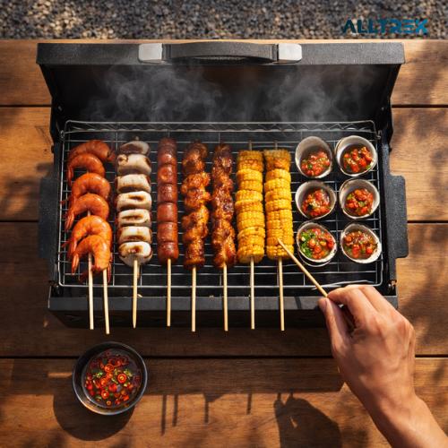 ALLTREK Folding Grill Table BBQ Camping Outdoor Stainless Steel