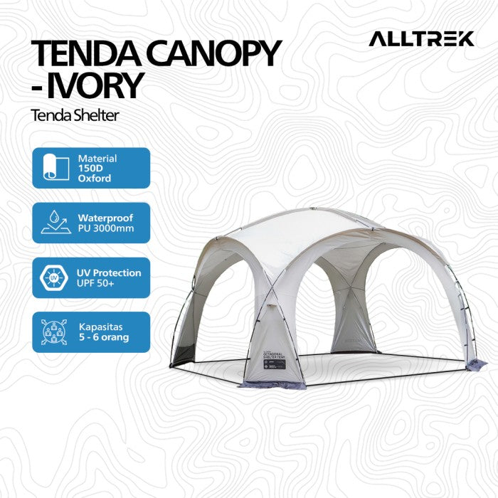 PREEORDER-ALLTREK Tenda Canopy Ivory Pop Up Octagonal Shelter Tent Outdoor