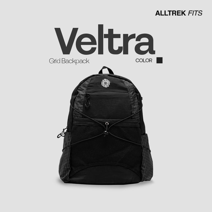ALLTREK Tas Ransel Pria VELTRA Daypack Laptop Kantor Kuliah Grid Backpack Travel Bag Water Repellent 20L