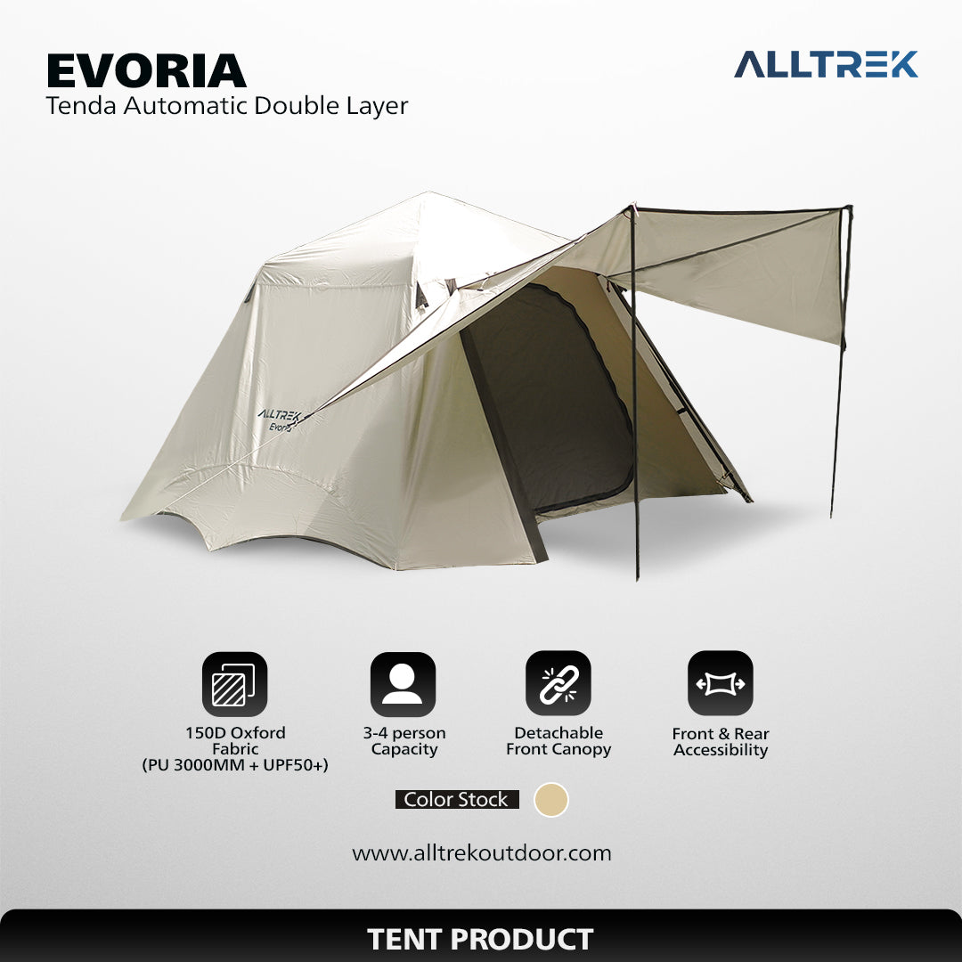 READY STOCK- ALLTREK Tenda Camping EVORIA Automatic Tent Double Layer 3-4 Person