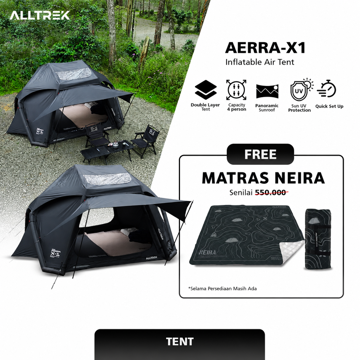 ALLTREK Tenda Angin AERRA-X1 Tenda Camping Inflatable Air Tent