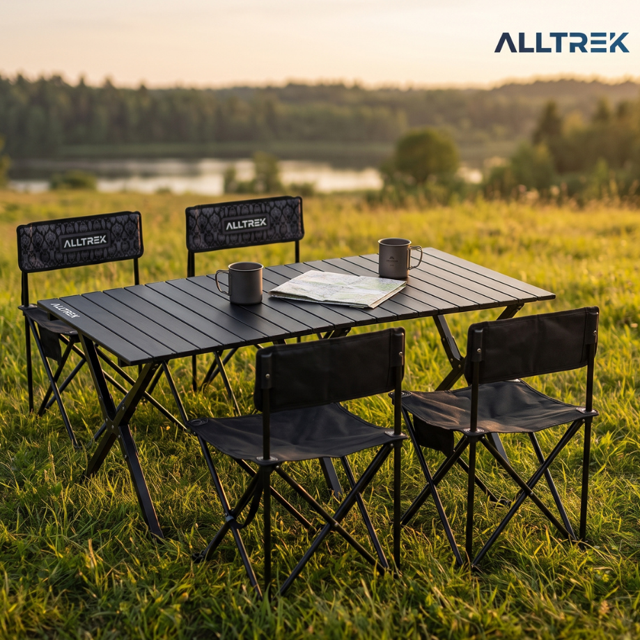 ALLTREK Bundling Set Meja Camping 4 Orang Meja Arvena &amp; Kursi Lipat Lite Chair Portable Outdoor
