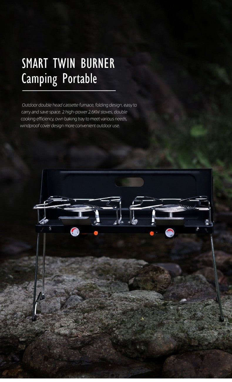 ALLTREK Smart Twin Burner IGNITER เตาแคมปิ้งแบบพกพากลางแจ้ง
