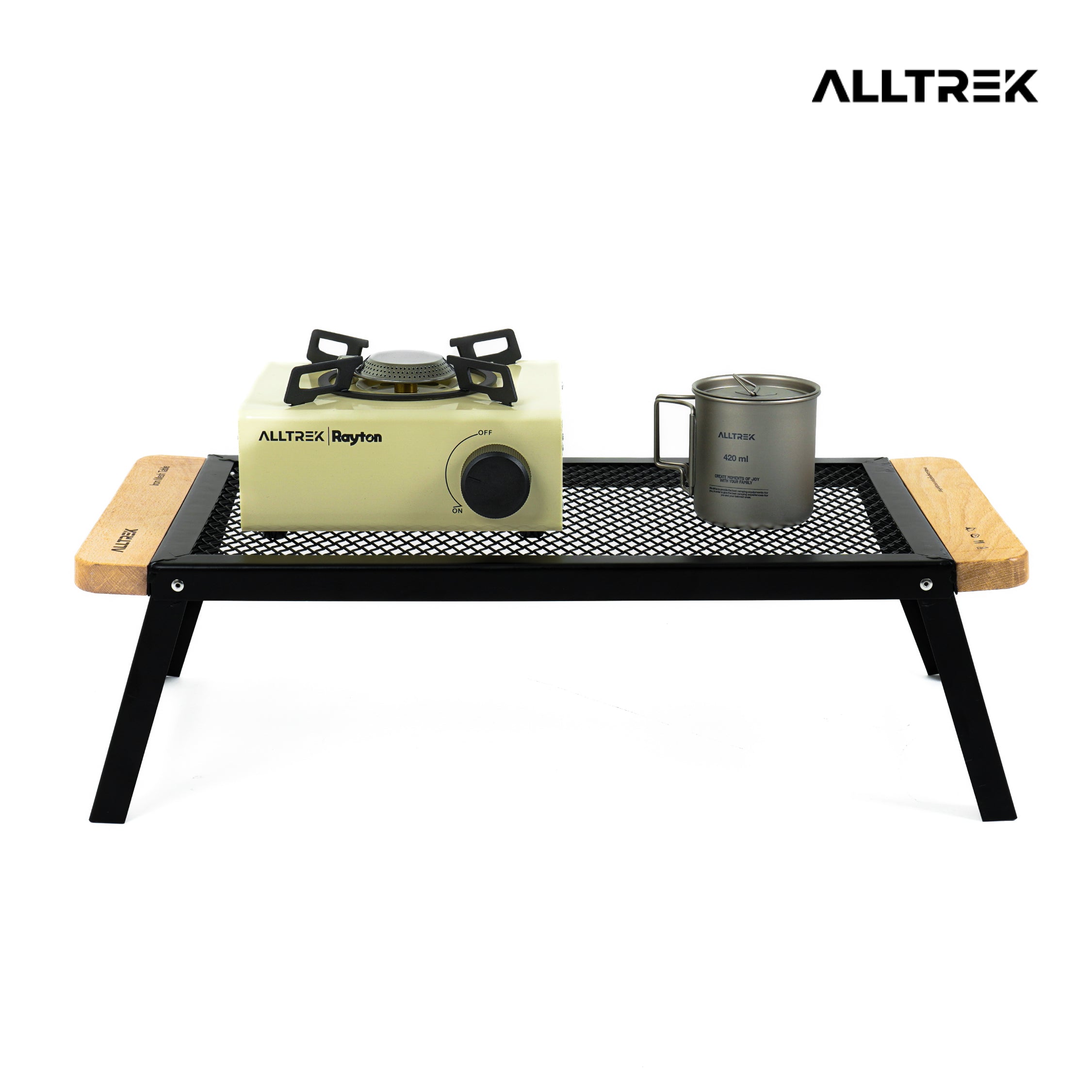 ALLTREK โต๊ะพับเหล็กตาข่าย FT603018 โต๊ะพับแบบพกพาสำหรับตั้งแคมป์