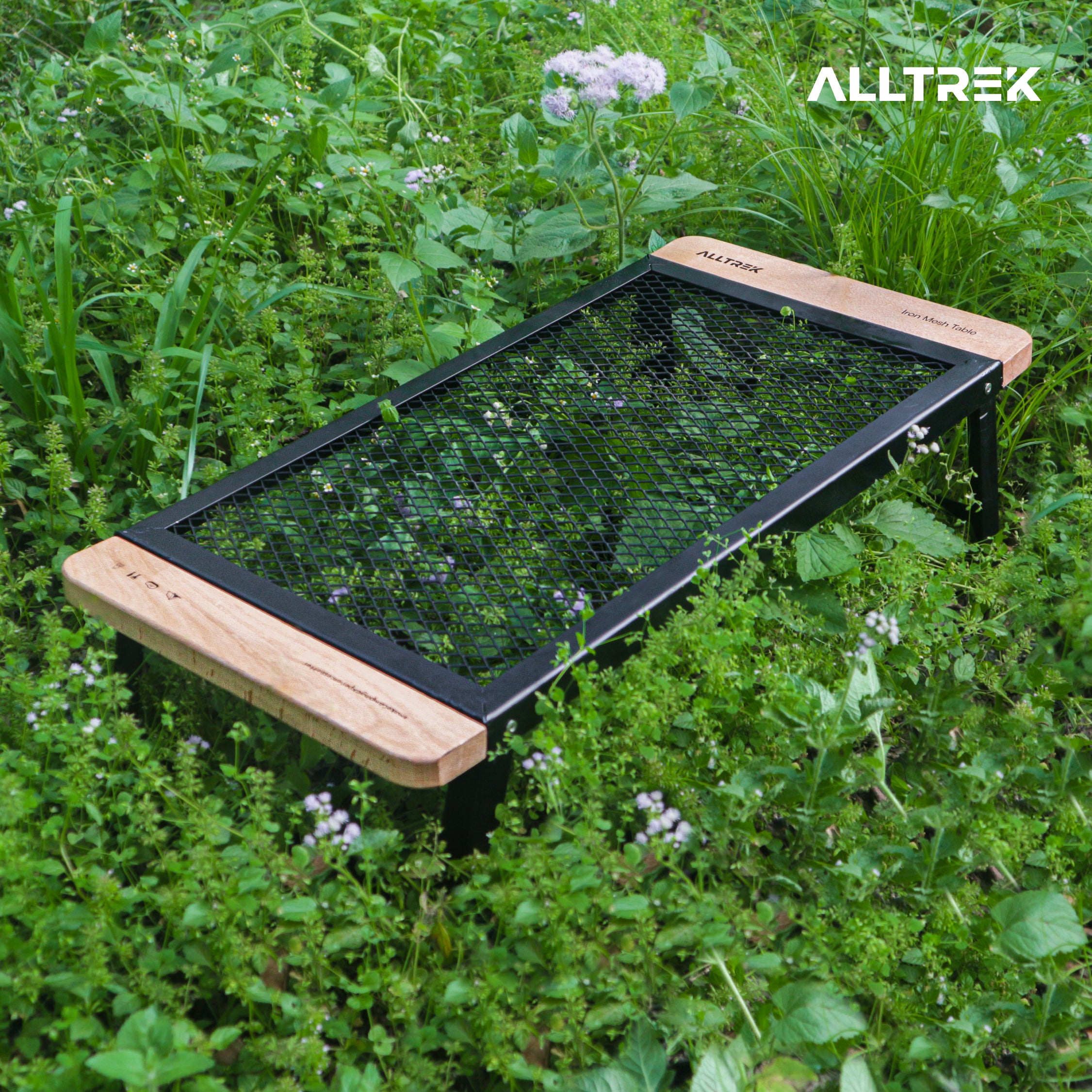 ALLTREK โต๊ะพับเหล็กตาข่าย FT603018 โต๊ะพับแบบพกพาสำหรับตั้งแคมป์