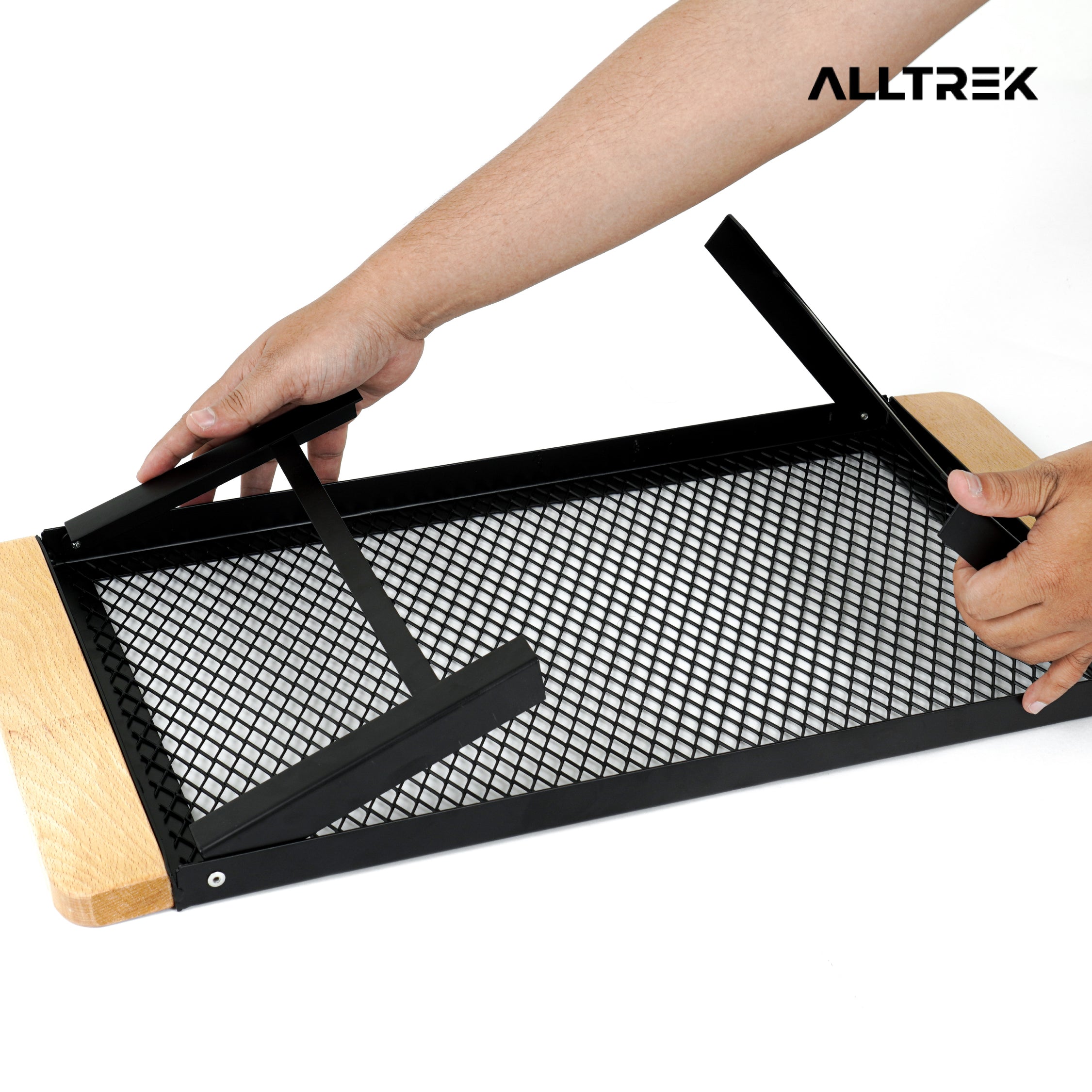 ALLTREK โต๊ะพับเหล็กตาข่าย FT603018 โต๊ะพับแบบพกพาสำหรับตั้งแคมป์