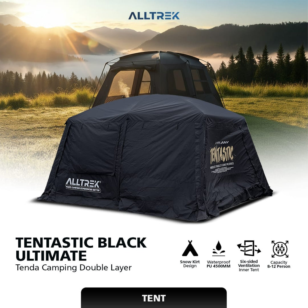 ALLTREK Tenda Camping Tentastic BLACK Outdoor 1 Bedroom + 1 Guest Room