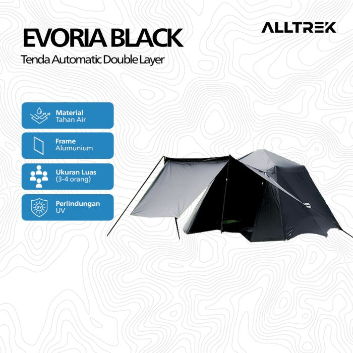 ALLTREK Tenda Camping EVORIA BLACK Automatic Tent Double Layer 3-4 Person