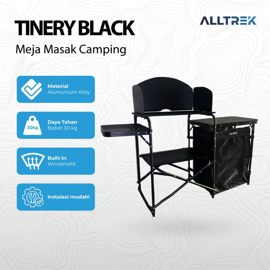 ALLTREK โต๊ะทำอาหารสำหรับตั้งแคมป์ TINERY BLACK Kitchen โต๊ะในครัวแบบพกพา