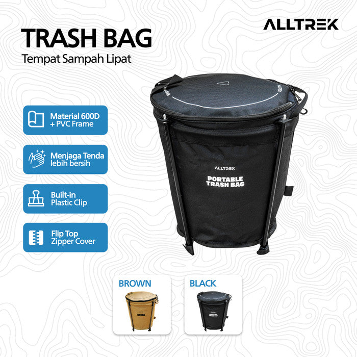 ALLTREK Tempat Sampah Lipat 20L Storage Bucket Portable Multi-function