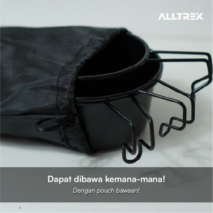 ALLTREK ชุดชามแขวน 3 ชิ้นสแตนเลสสีดำชามตั้งแคมป์