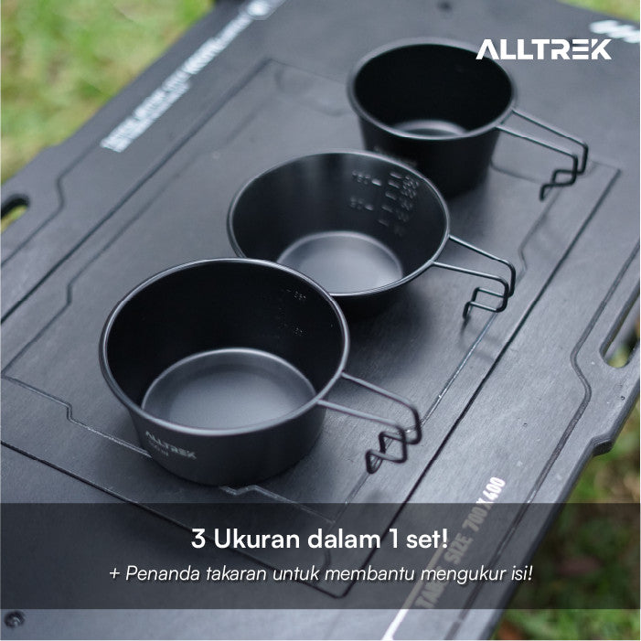 ALLTREK ชุดชามแขวน 3 ชิ้นสแตนเลสสีดำชามตั้งแคมป์