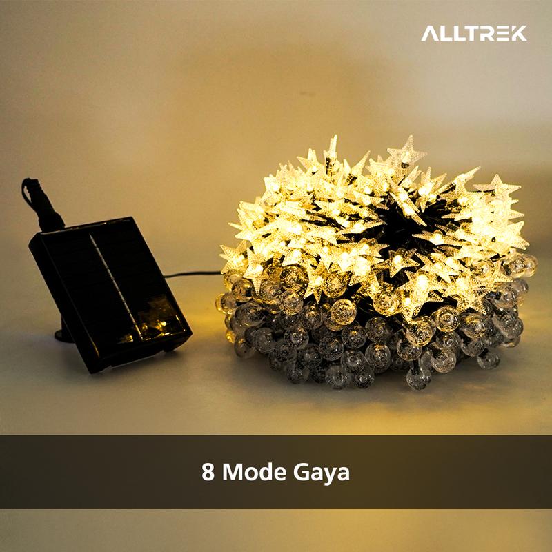 ALLTREK Lampu Atmosphere Dekorasi 50 Meter – Solar + Rechargeable | 8 Mode & Remote