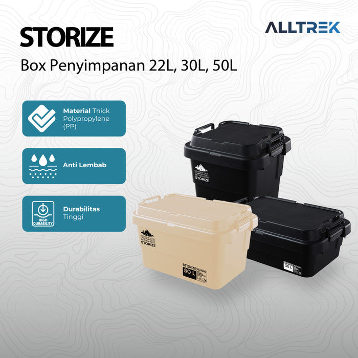 ALLTREK กล่องเก็บของอเนกประสงค์ STORIZE กล่องเก็บของกลางแจ้ง - สีครีม 22L