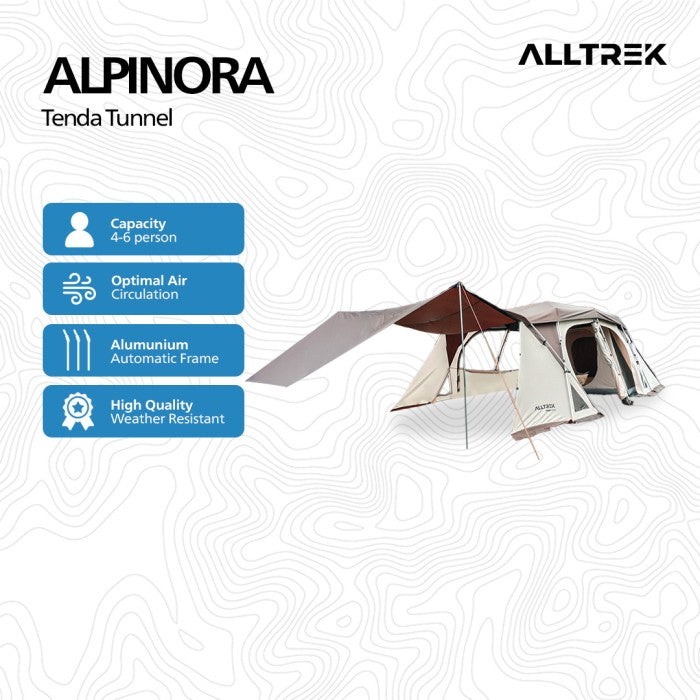 ALLTREK Tenda Camping Automatic ALPINORA Tunnel 5P Triple Layer Waterproof Tent