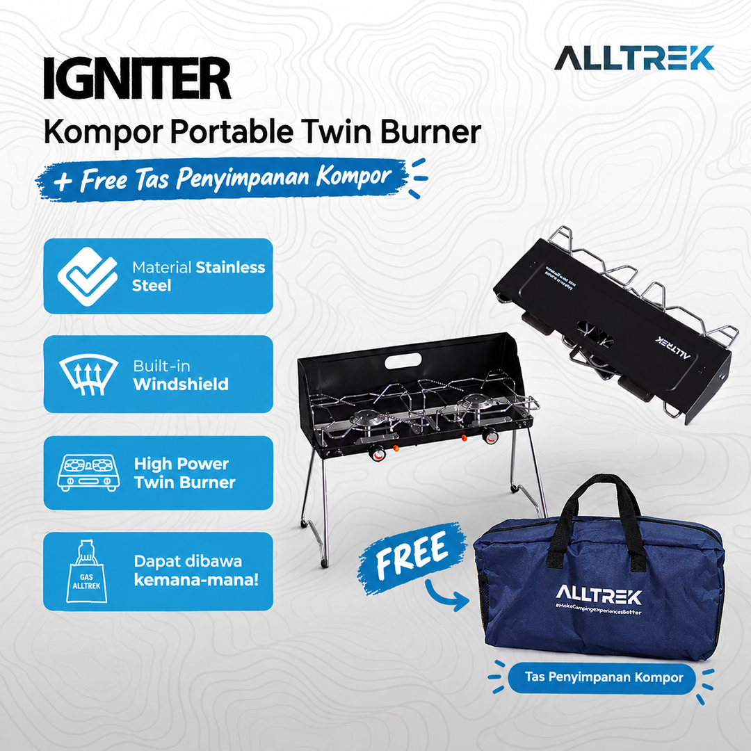 ALLTREK Smart Twin Burner IGNITER Kompor Camping Outdoor Portable