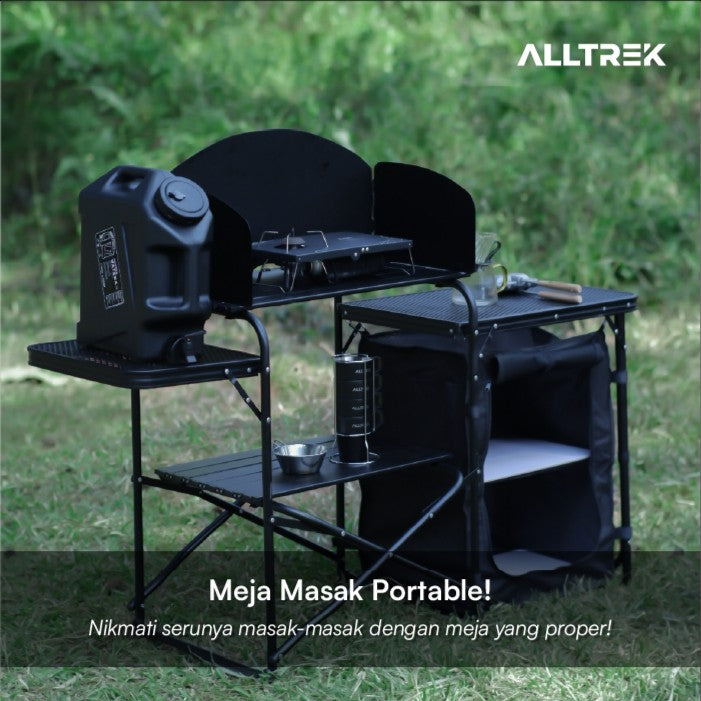ALLTREK โต๊ะทำอาหารสำหรับตั้งแคมป์ TINERY BLACK Kitchen โต๊ะในครัวแบบพกพา